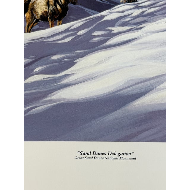 1990s Jocelyn Lillpop Russell Sand Dunes Delegation Signed Numbered Wildlife Print Mule Deere Mountains For Sale - Image 4 of 8