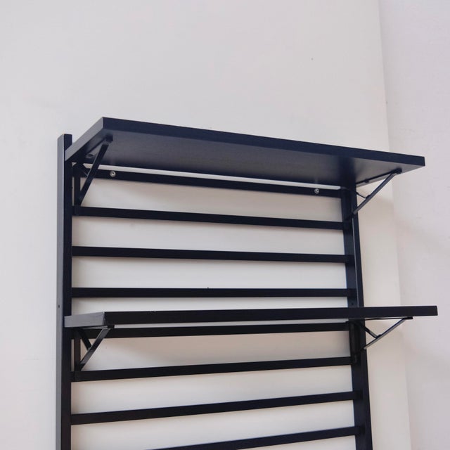 Wall Bookcase Wooden Rack with Lacquered Ash Shelves, 1980s For Sale - Image 13 of 18