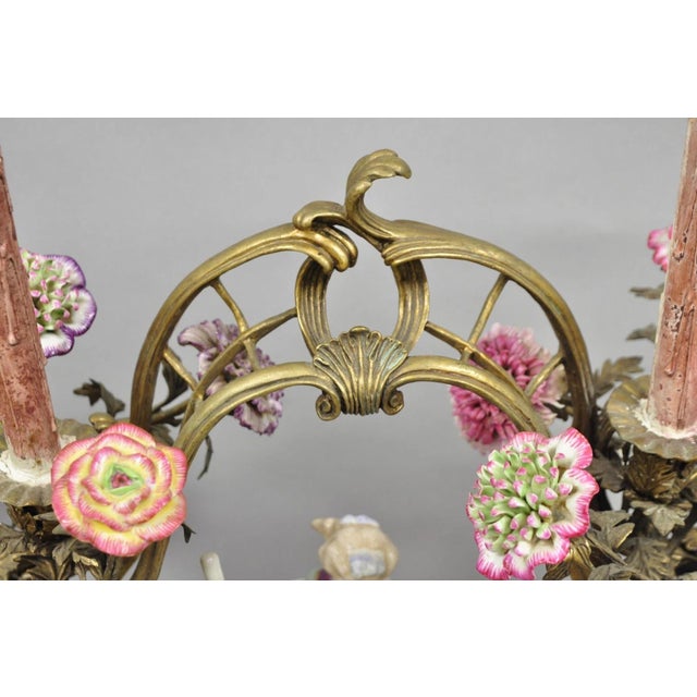 Late 20th Century French Louis XV Repro Bronze & Porcelain Candelabra Lamps by United Wilson, Pair For Sale In Philadelphia - Image 6 of 18