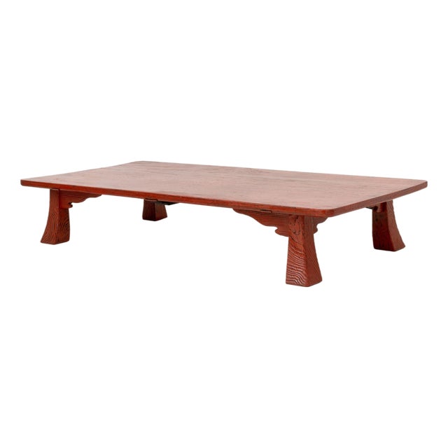Japanese Red and Black Lacquered Low Table For Sale