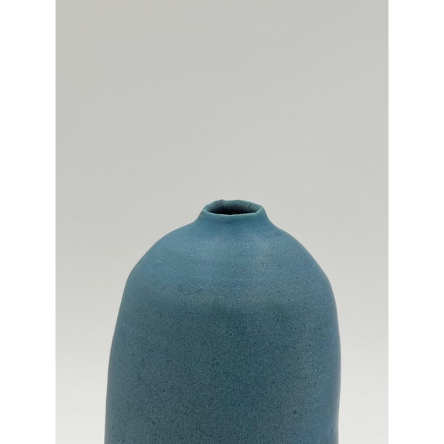 Mid-Century Modern Vintage Studio Pottery Blue Vase For Sale - Image 3 of 5