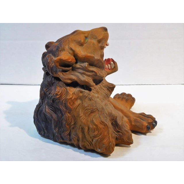 1900 Antique Painted White Metal Lion Inkwell For Sale - Image 9 of 13