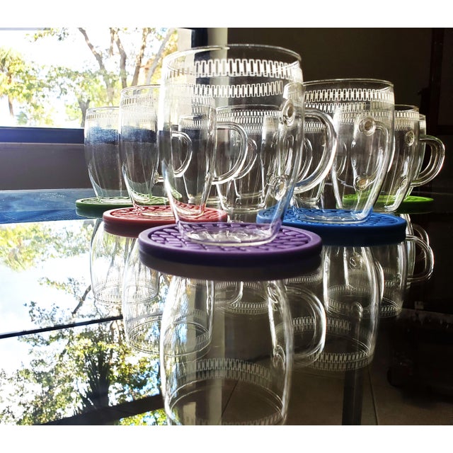 1960s Rare- 10 Vintage Schott Mainz Jena Glass Clear Delicate Coffee/ Tea Cups For Sale - Image 13 of 18