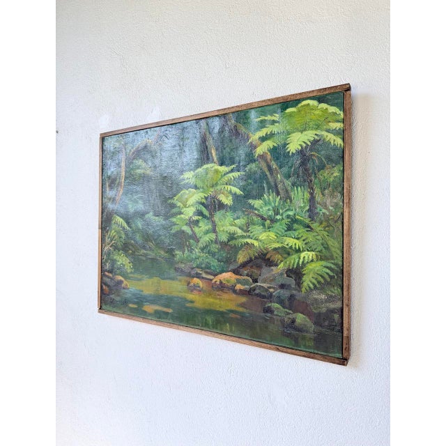 Jungle Forest Landscape, 1960s, Oil on Canvas For Sale - Image 10 of 18