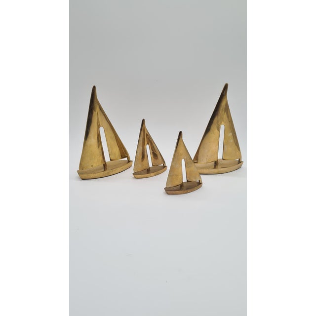 Gold Vintage Sailboat Figurines in Golden Brass, 1970s, Set of 4 For Sale - Image 8 of 8