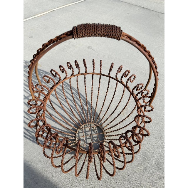 Farmhouse Vintage Iron Gathering Basket For Sale - Image 3 of 6