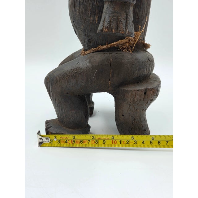 23" Antique Suku Fertility Figure Wood Carving W/ Copper Wrap 1940s For Sale - Image 14 of 16