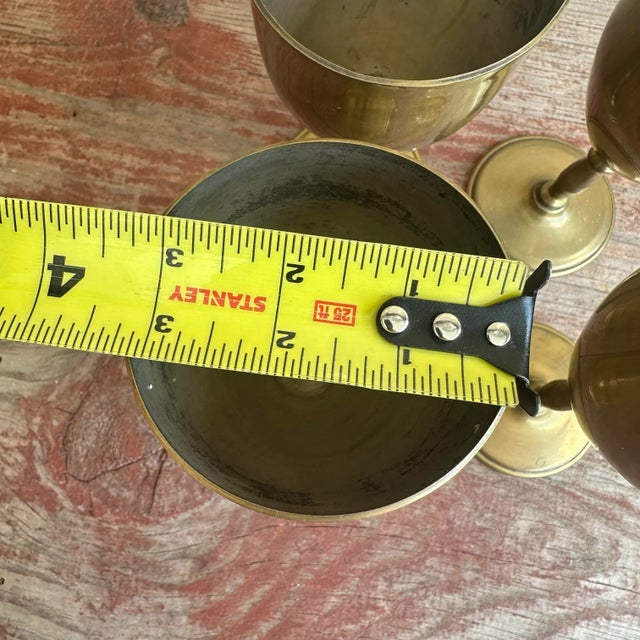 Late 20th Century Vintage Mexico Artisan Made Brass Goblets- Set of 4 For Sale - Image 5 of 7