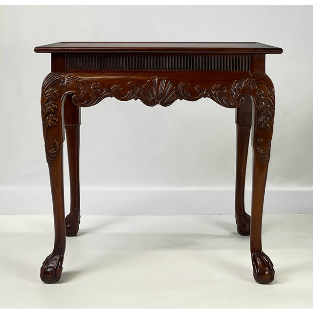Hekman Furniture Late 20th Century Hekman Chippendale Style Walnut Burl Tea Table With Pull-Out Slides For Sale - Image 4 of 14