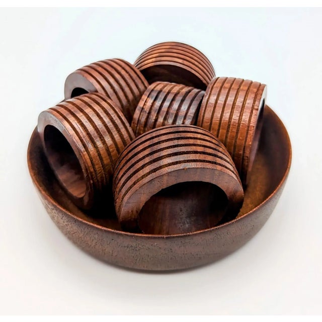1980s Carved Mango Wood Napkin Holders, Set of 6 For Sale In Miami - Image 6 of 10