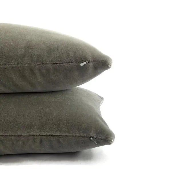 Solid Gray Mohair Lumbar Pillow Cover - 12" X 20" For Sale - Image 4 of 6