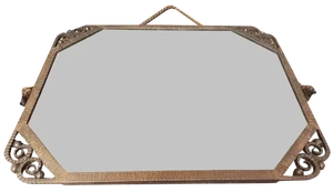 Art Deco Rectangular Mirror in Beaten Iron, 1930s