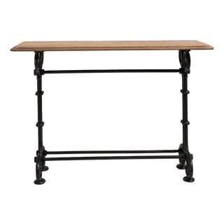 Cast Iron Bistro Table with Wood Top, Antique, France, Early 20th Century For Sale