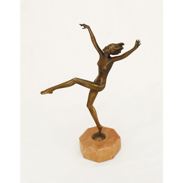 Lorenzl Female Nude Dancing female nude, designed by Josef Lorenzl circa 1930. Patinized bronze on a marble base. Signed...