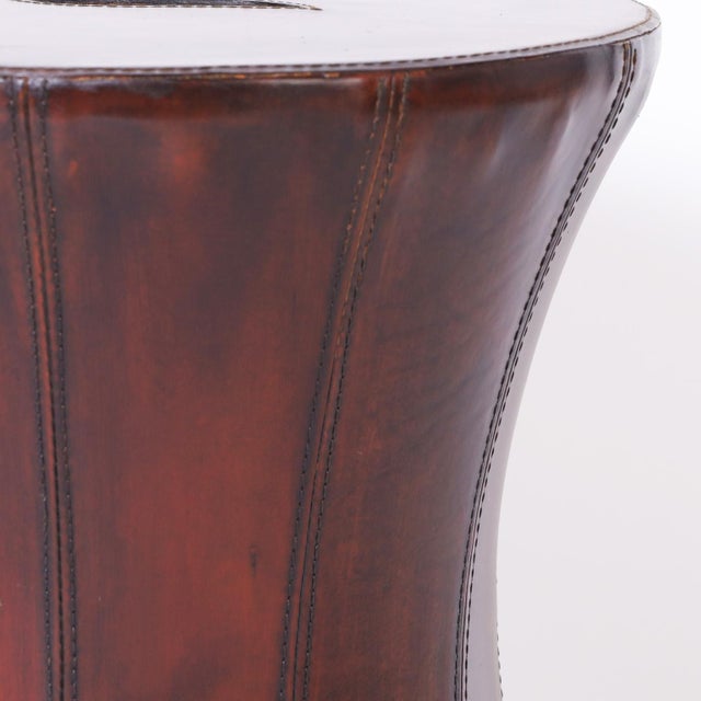 Mid-Century Modern Vintage Leather Seat or Stand For Sale - Image 3 of 5