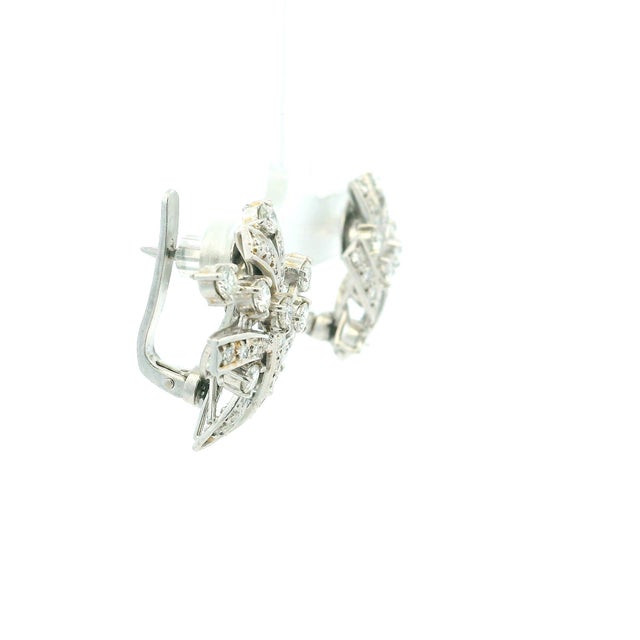 1930s Art Deco Platinum and 3.00 Carat Diamond Spray Earrings, Pair For Sale - Image 5 of 13