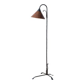 Arts & Crafts Style Hammered Copper Floor Lamp For Sale