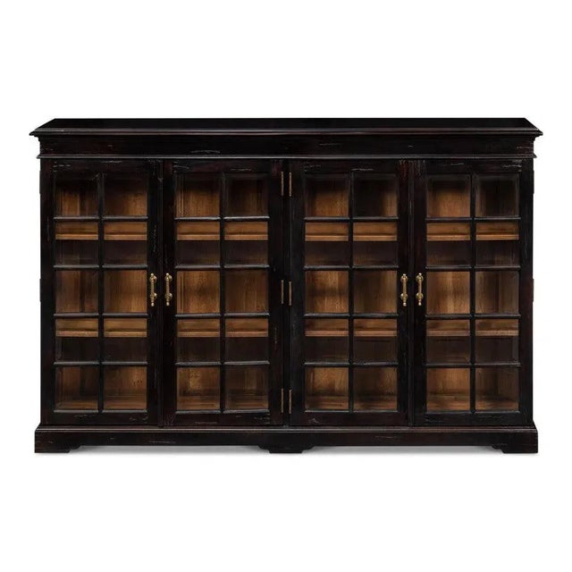 Traditional Morgan Glass Doors Low Sideboard by Sarreid LTD For Sale - Image 3 of 13