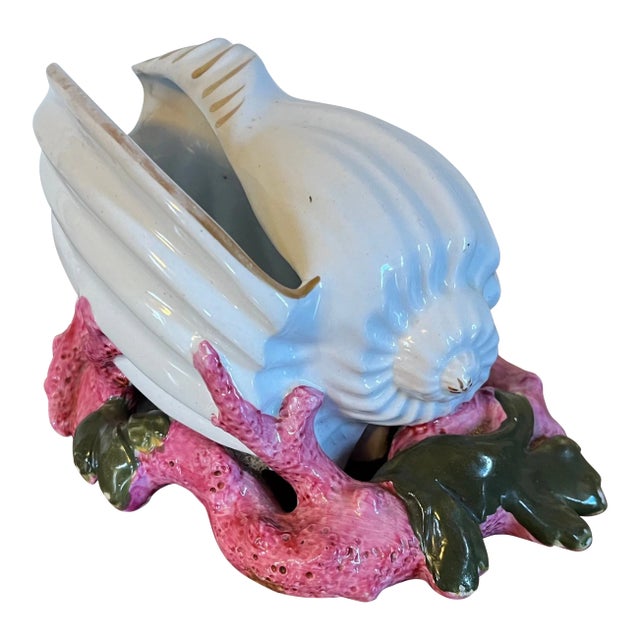 Antique 19th Century English Copeland Porcelain Sea Shell Spooner Vase For Sale