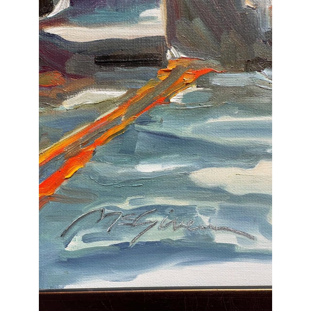 Early 21st Century Low Clearance by Peggy McGivern | Oil on Panel Painting of a low bridge with a traffic signal and sign For Sale - Image 5 of 5