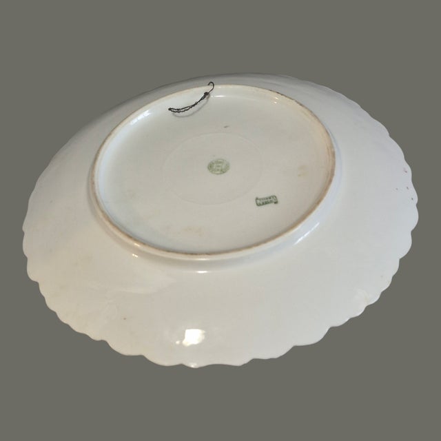 Antique Limoges French Hand Painted Gilded Pheasant Scalloped Edge Wall Plate For Sale - Image 10 of 10