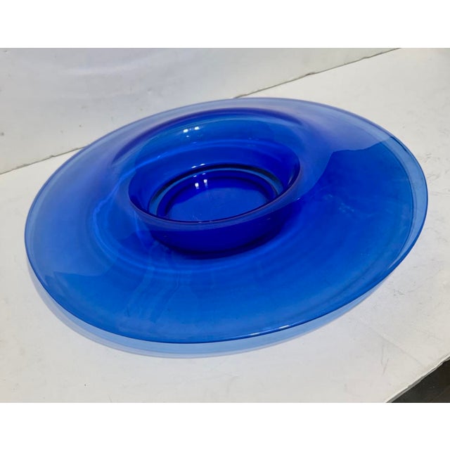 MCM Cobalt Glass Center Bowl For Sale - Image 12 of 13