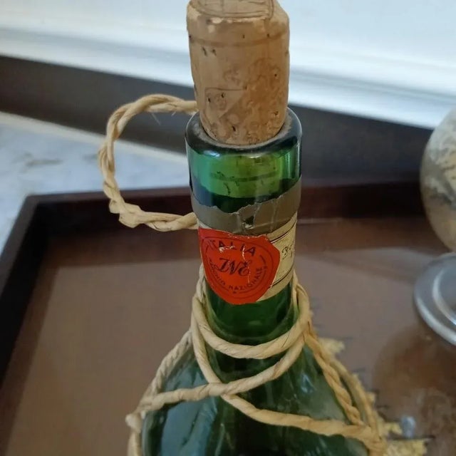 1968 Italian Melini Chianti Classico Empty Wicker Raffia Wrapped Wine