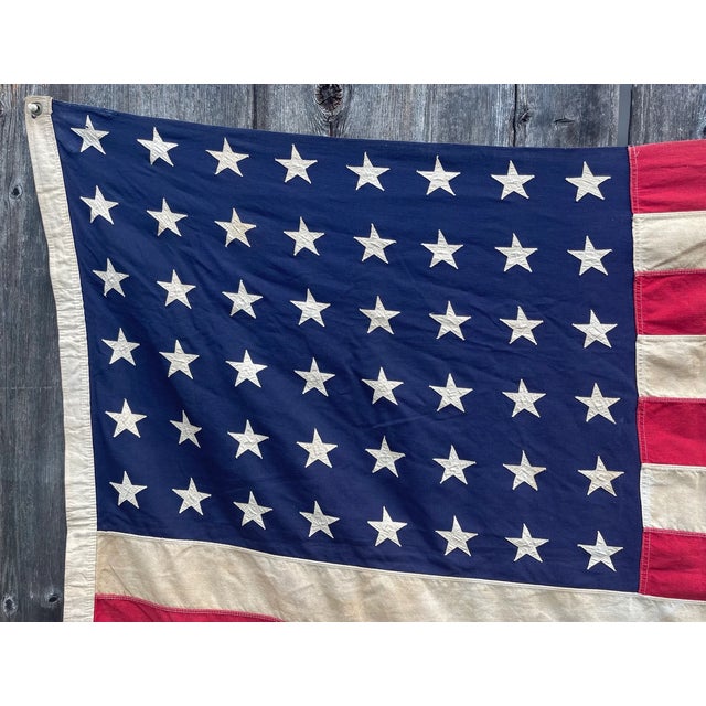American Faded Antique Wool 48 Star American Flag For Sale - Image 3 of 7