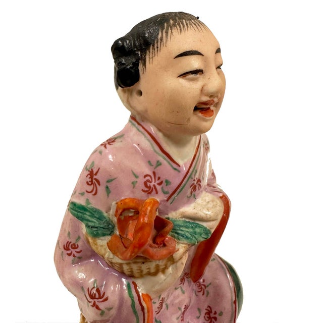 1950s Mid-20th Century Chinese Famille Rose Porcelain Figurine For Sale - Image 5 of 11