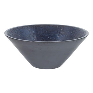 Conical Stoneware Bowl with Dark Blue Glaze by Ingrid Atterberg for Upsala-Ekeby, 1960s For Sale