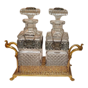 Vintage Ornate 2 Decanter Tantalus - Mid-20th Century