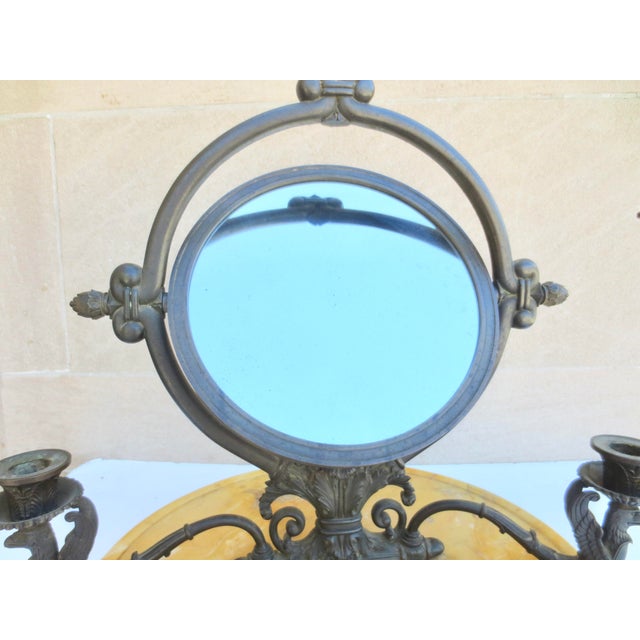 Antique French Empire Bronze Swan Vanity Mirror For Sale In New York - Image 6 of 11
