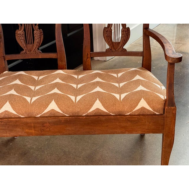 19th Century 19th Century French Walnut Settee With Carved Lyre Splats For Sale - Image 5 of 11
