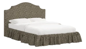 Stoffer Home x Cloth & Company Thelma Ruffle Platform Bed in Geogian Vine Olive and Mauve, Full/Double