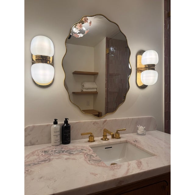 Curvy Brass Oval Mirror For Sale - Image 9 of 9
