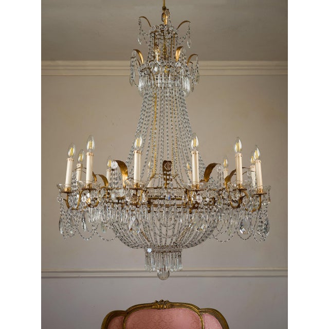 Large Empire Crystal Hot Air Balloon Chandelier, Italy, 1940s For Sale - Image 15 of 18