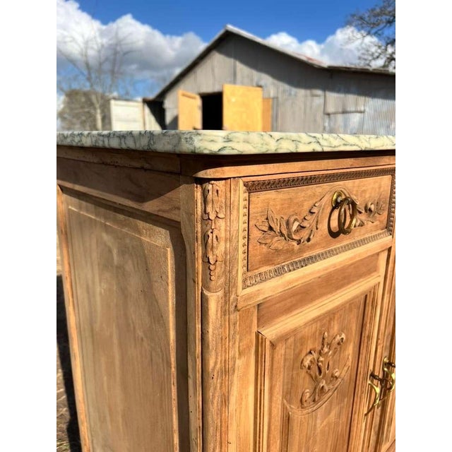 19th French Louis XVI Solid Walnut Bleached Marble Top Sideboard /Credenzas For Sale - Image 9 of 12