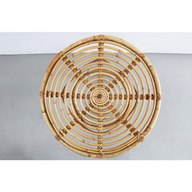 Mid-Century Modern Bamboo Highback Chairs with Side Table, 1960s, Set of 3 For Sale - Image 10 of 11