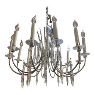 1960s Prescelite Silver Chandelier Attributed to Gaetano Sciolari For Sale