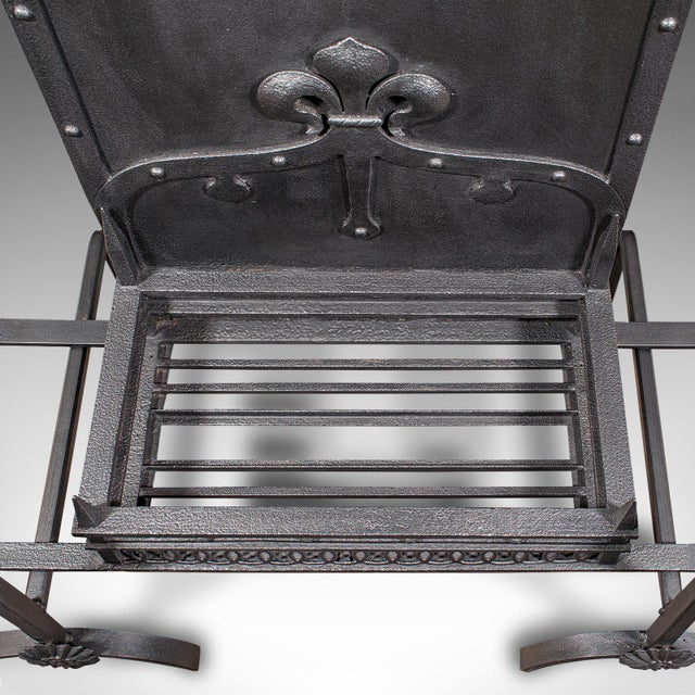 Antique Open Hearth Fireplace, English, Fire Basket, Andirons, Victorian, C.1900 For Sale - Image 10 of 11