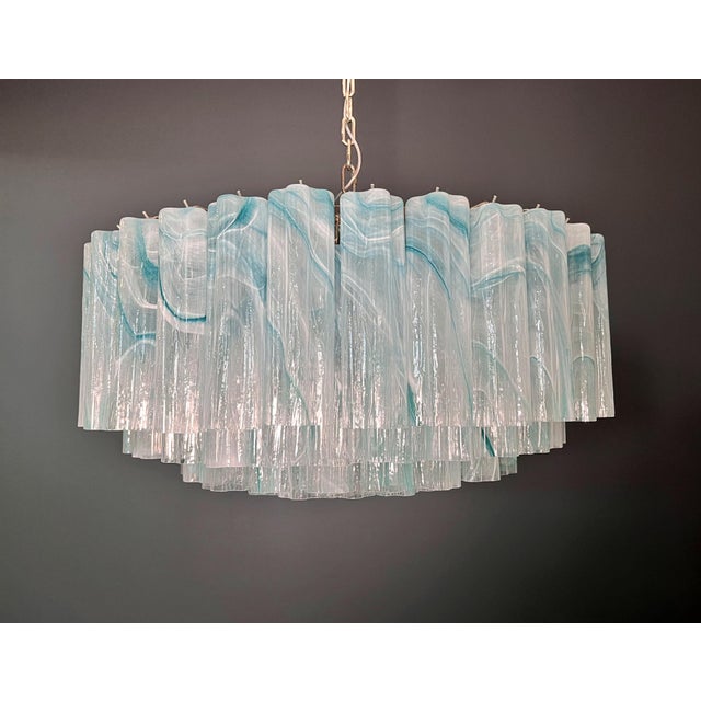 Large Murano Glass Chandelier with 101 Blue Alabaster Glass Tube, 1990s For Sale - Image 17 of 17