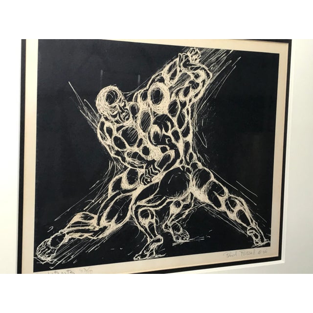 1986 “Combatants” Abstract Figurative Lithograph by Paul Russell, Framed For Sale In San Francisco - Image 6 of 7
