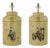 A Pair 1990s British Chinoiserie Hand-Painted Tin Tea Canister Table Lamps For Sale