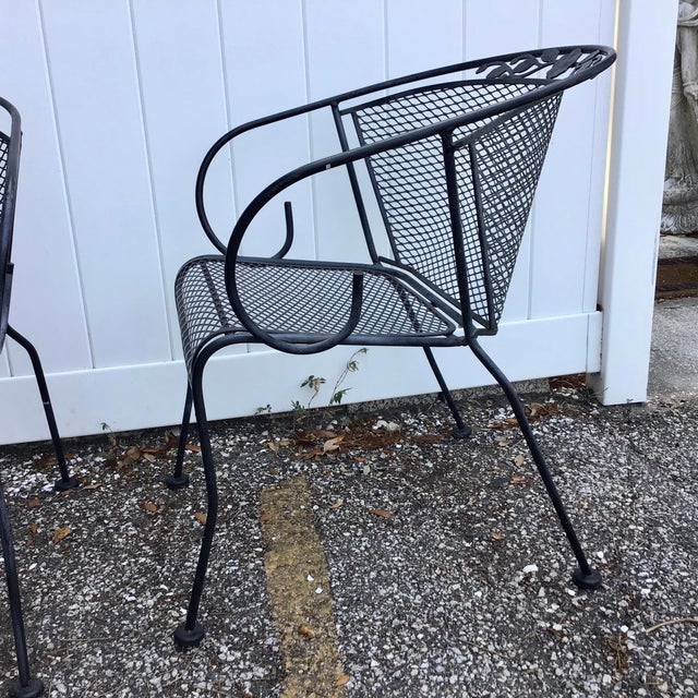 Vintage Wrought Iron Barrel Back Garden Patio Dining Arm Chair Chairish