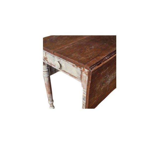 Farmhouse Antique Drop Leaf Table For Sale - Image 3 of 10