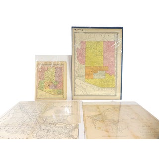 Antique 19th Century Map Lot of 4 ~ Arizona, Louisiana, New York ~ Pre-Statehood For Sale