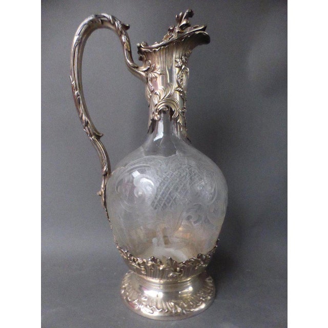 Silver and Crystal Ewer Jug For Sale - Image 3 of 8