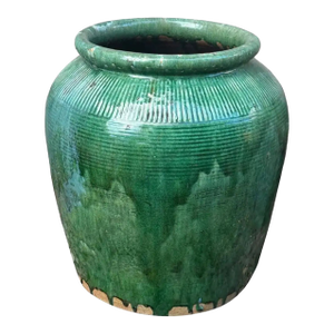 Vintage Chinese Green Glazed Ceramic Soy Sauce Jar