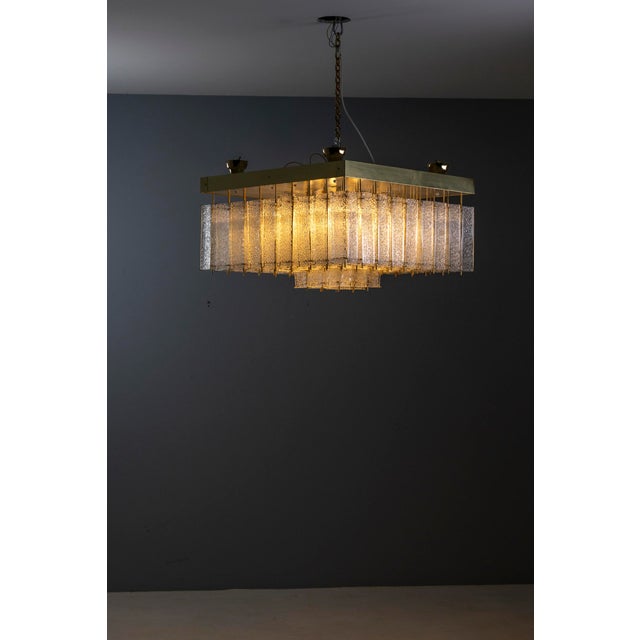 Metal Bohemian Flush-Mount Light in Textured Glass & Brass, 1960s For Sale - Image 7 of 18