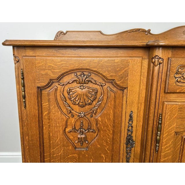 Vintage Louis French Oak Four Door Cupboard For Sale - Image 5 of 17
